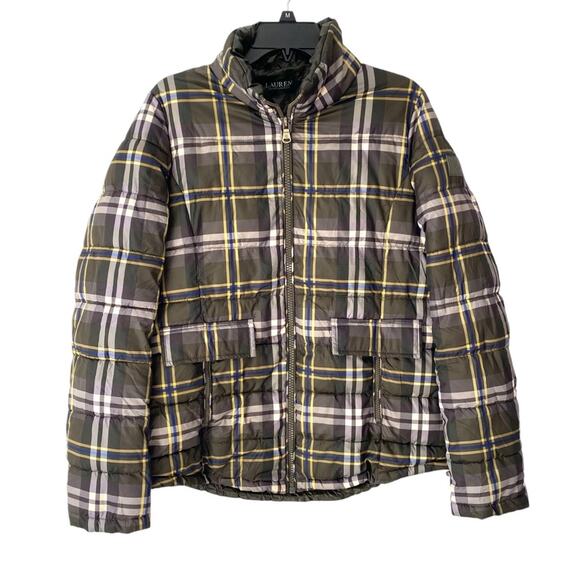 Lauren Ralph Lauren Green Plaid Puffer Quilted Jacket Loden Check size medium - Picture 6 of 14